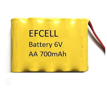 Ayt Efcell EF-60700S 6 Volt 700 mAh Ni-Mh Şarj Edilebilir AA 5'li Grup Oyuncak Pili Şarjlı Pil 70x50x14 Mm