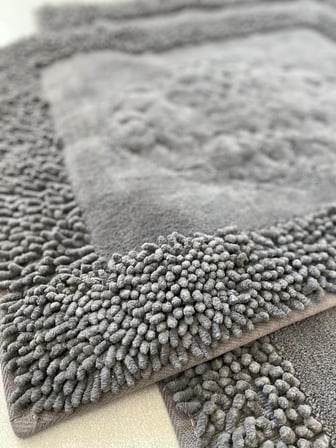 Pamukkent Süper Emici 2'li%100 Pamuk Ultra Lüks Banyo Paspası Seti 60x100 cm ve 50x60 cm (Antrasit)