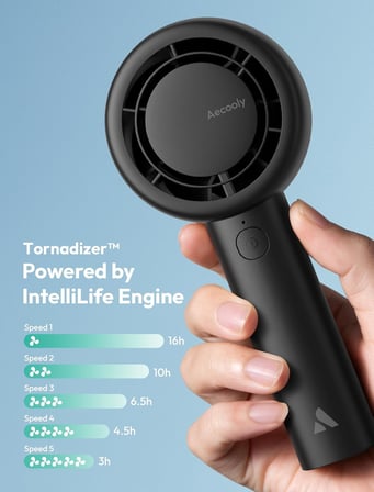 Taşınabilir Taşınabilir Turbo Fan [16H Maksimum Soğutma Süresi], 5 Hızlı USB Şarj Edilebilir Mini Kişisel Pille Çalışan Küçük Cep Soğutma Fanı Kadınlar, Seyahat, Ev, Ofis, Plaj, Kirpik için