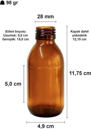 Amber Ecza Şişesi, 125 ml, Kahverengi Cam, Plastik Contalı Kilit Kapak, Hava ve Sıvı Sızdırmaz, 28mm Ağız Çaplı, Parfüm Demlemek İçin Uygun, 1 Adet (125 ml, Beyaz Kapak)