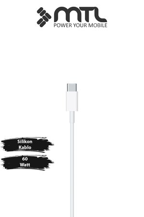 40W PD Type-C to Type-C Silikon Hızlı Şarj ve Data Kablosu 1 Metre Beyaz MT2602