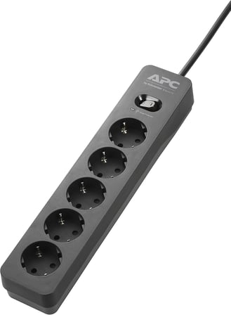 Schneider APC PME5B-GR 918 Joule Anahtarlı 5'li 1.5 m Akım Korumalı Priz, Siyah