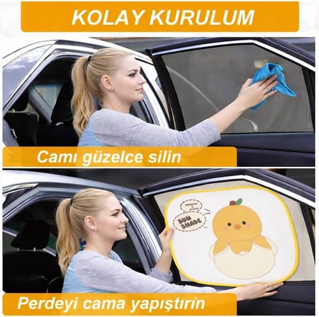 Sarı Beyaz Oto Yan Cam Perdesi, Araba Ön Cam Perdesi, Otomobil Yan Cam Güneşliği, Oto Güneşlik Perde 2 Adet