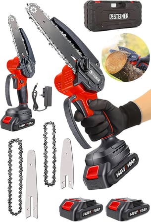 Alman 148 Vf 10 Ah%100 Kömürsüz Motor Akülü Dal Kesme Budama Testere Bıçkı Makinesi 15 Cm Kırmızı