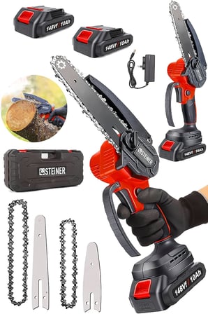 Alman 148 Vf 10 Ah%100 Kömürsüz Motor Akülü Dal Kesme Budama Testere Bıçkı Makinesi 15 Cm Kırmızı