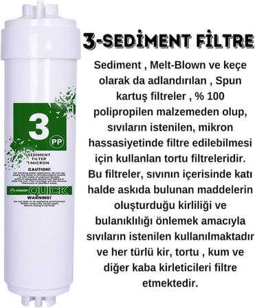 Ihlas Aura Cebilon Plus Uyumlu 12 Inç Inline 5'li Membranlı Filtre Seti (Dirsek Hediyeli)