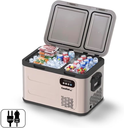 CLK40D 12/24V/220Volt 39 Litre Çift Bölmeli Outdoor Kompresörlü Bluetooth Bağlantılı Oto Buzdolabı