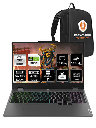 Lenovo LOQ  i7-13650HX 64GB 4TB SSD RTX3050/6GB 15.6" FHD 144Hz W11P 83DV00G5TR & PER4 ÇANTA