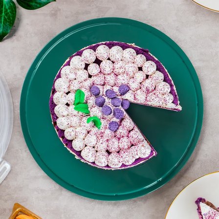 1093 Koyu Yeşil Yuvarlak Kek Pasta Börek Saklama Kabı - Kilitli Kapaklı Taşıma Fanusu 25 cm