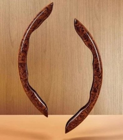 Ahşap Desenli Karbon Fiber Direksiyon Simidi Koruma Kılıfı 2'li Set Kaymaz Dayanıklı Şık ve Ergonomik Araç Direksiyon Kılıfı (Gri)