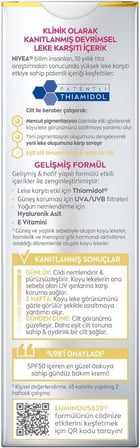 NIVEA Luminous630 Leke Karşıtı Gündüz Bakım Kremi 40ml, SPF50 Yüksek Güneş Koruyucu, Hyaluronik Asit, E vitamini, Hassas Cilt, Yüz Güneş Koruyucu, Koyu Leke, Güneş Lekesi Karşıtı