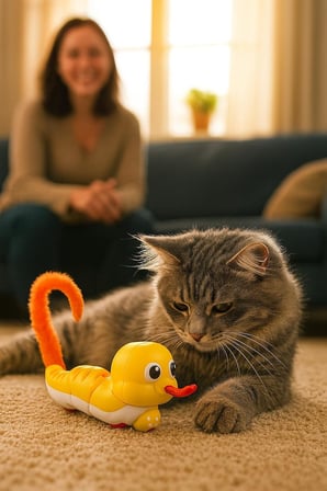Busstier Kurmalı Yılan Kedi Oyuncağı Hareketli Interaktif Av Oyuncağı Kıvrılarak İlerleyen Kedi Eğlence Oyuncağı Tüylü Kuyruklu Mekanik Yılan