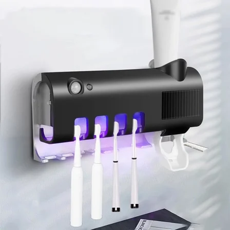 Otomatik Diş Macunu Sıkıcı, UV Sterilizasyonlu, Çoklu Fırça Tutucu, (Şarjlı ve Solarlı), Kurulumu Kolay, Multi Fonksiyonel, Dekoratif
