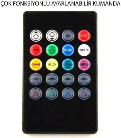 Araç İçi Ayak Altı Led Kumandalı Sese Duyarlı 12'li - RGB