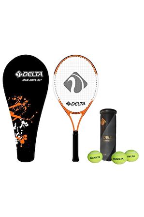 DELTADelta Max Joys 23 İnç Çocuk Tenis Raketi + Çantası + Vakumlu Tüpte 3 Adet Tenis Maç Topu Seti