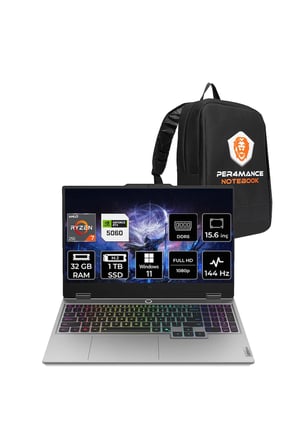 LOQ Ryzen 7 250 32GB 1TB SSD RTX5060/8GB 100W 15.6" FHD 144Hz W11P Gaming Laptop & Çanta