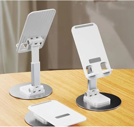 Katlanabilir Telefon ve Tablet Tutucu Stand, 360 Derece Dönebilen Ayarlanabilir Masaüstü Tel Tutucu
