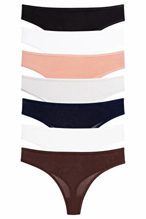 Kadın Külot Tanga Bambu Likralı Antibakteriyel 7 li Paket MIXCOLOR