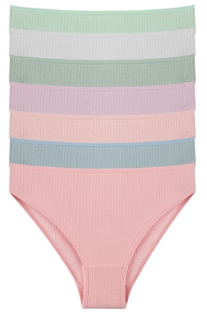 Kadın Külot 7 li Paket Likralı Pamuklu Fitilli Kaşkorse PEMBE