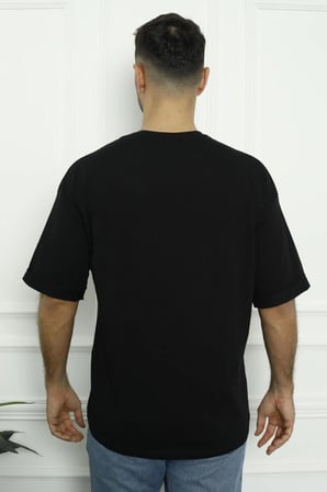 Erkek T-Shirt Siyah Beyaz Oval Kesim 2 Li Set MIXCOLOR