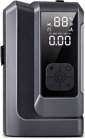 Q16B Akü Takviye Cihazı 18000mAh, 150 PSI Hava Kompresörü, Jump Starter Powerbank, LED Fenerli Dijital Ekranlı Lastik Şişirme Pompası, 12V Araç Destek Cihazı