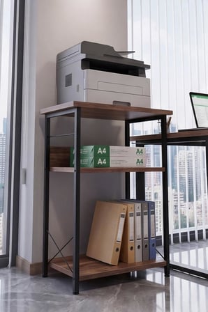 Yazıcı Sehpası 3 Katlı Çok Amaçlı Raf Metal Ayaklı Printer Stand Ofis Ev Düzenleyici Kahverengi