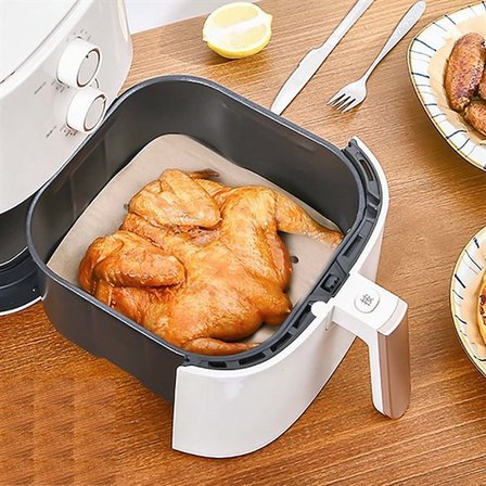 50 Adet Air Fryer Pişirme Kağıdı Tek Kullanımlık Hava Fritöz Yapışmaz Yağlı Kağıt Delikli Model (2)