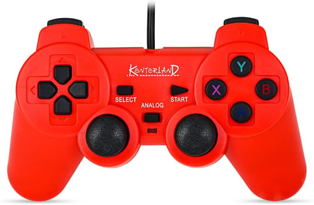 Kontorland Kablolu PC Gamepad – D-Input &amp; X-Input Destekli Çift Titreşimli USB Oyun Kolu (Kırmızı)