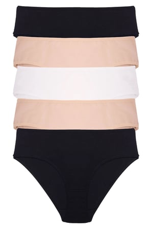 Kadın Külot Yüksek Bel Bikini 5 Li Paket Pamuklu Likralı MIXCOLOR