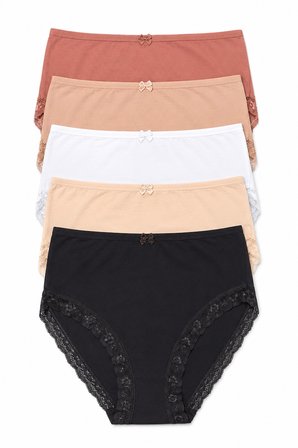 Kadın Külot 5 Li Paket Likralı Pamuklu Dantelli Kahve