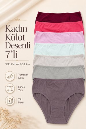 Kadın Külot 7 Li Paket Likralı Pamuklu Mixcolor