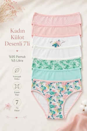 Kadın Külot 7 Li Paket Likralı Pamuklu Mixcolor