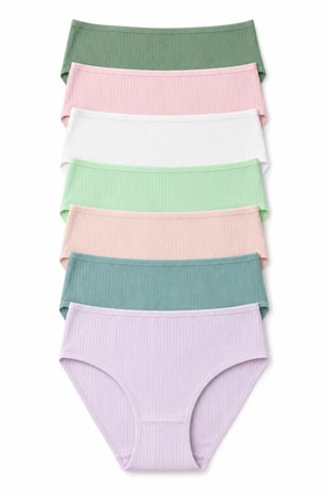 Kadın Külot 7 Li Paket Likralı Pamuklu Fitilli Kaşkorse Mixcolor