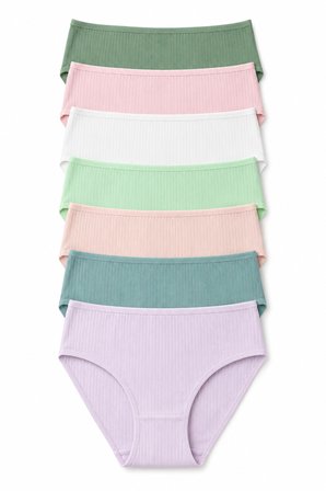Kadın Külot 7 Li Paket Likralı Pamuklu Fitilli Kaşkorse Mixcolor