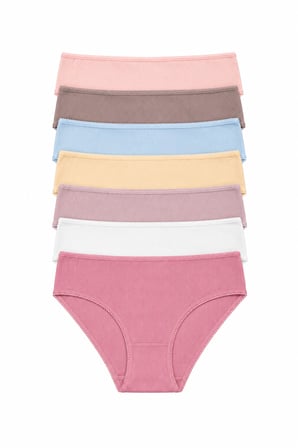 Kadın Külot 7 Li Paket Likralı Pamuklu Fitilli Kaşkorse Mixcolor