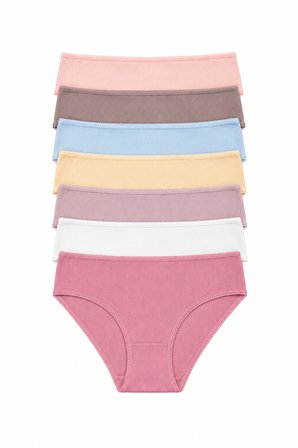 Kadın Külot 7 Li Paket Likralı Pamuklu Fitilli Kaşkorse Mixcolor
