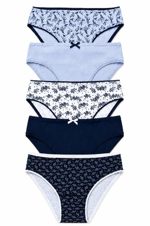 Kadın Külot 5 Li Paket Likralı Pamuklu Kaşkorse Mavi