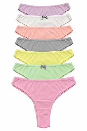 Kadın Külot Brazillian Tanga 7 Li Paket Likralı Pamuklu Likrali