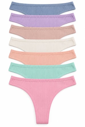 Kadın Külot Tanga String 7 Li Paket Likralı Pamuklu Kaşkorse Fitilli