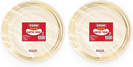 Cook Karton Tabak, Orta Boy 19 cm 10'lu 2li paket