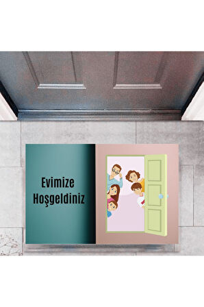 Kapı Önü Paspası Dekoratif Dijital Baskı Evimize Hoşgeldiniz P-2335