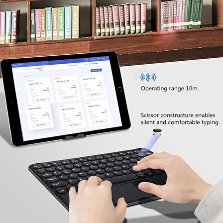 Samsung Galaxy Tab A9+ Plus X210 11" Uyumlu Kablosuz Bluetooth Şarjlı Touchpad'li Q Klavye - Siyah