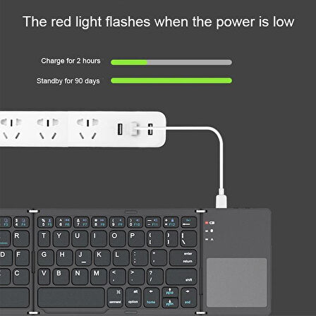 Xiaomi Redmi Book S 12.4" Uyumlu Kablosuz Bluetooth TouchPad'li Şarj Edilebilir Katlanabilir Klavye