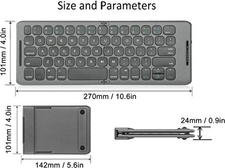 Apple iPad Pro 3. Nesil 11" Uyumlu Kablosuz Bluetooth Şarj Edilebilir Katlanabilir Taşınabilir Klavye