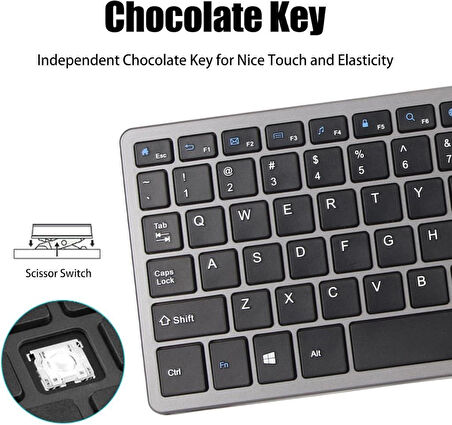 Doogee T20 Ultra 12" Uyumlu Kablosuz Bluetooth Şarj Edilebilir Sessiz Klavye Mouse Seti