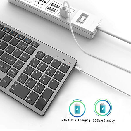 Doogee T20 Ultra 12" Uyumlu Kablosuz Bluetooth Şarj Edilebilir Sessiz Klavye Mouse Seti