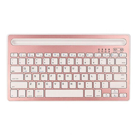 Link Axel 10.1 Uyumlu Kablosuz Bluetooth Şarj Edilebilir Tablet Telefon Standlı Klavye - Pembe Mouse Seti