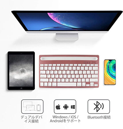 Link Axel 10.1 Uyumlu Kablosuz Bluetooth Şarj Edilebilir Tablet Telefon Standlı Klavye - Pembe Mouse Seti