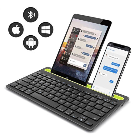 Reeder M7S 7" Uyumlu Kablosuz Bluetooth Şarj Edilebilir Tablet Telefon Standlı Klavye - Yeşil