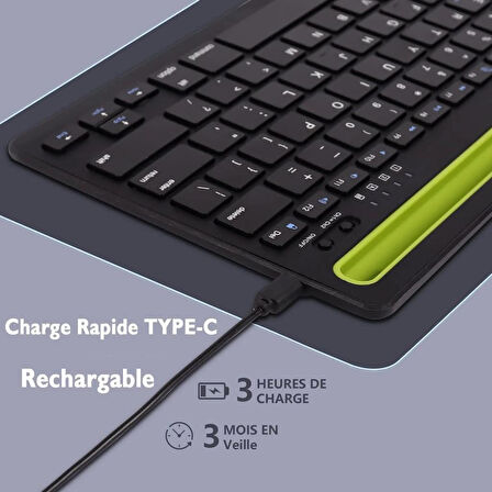 Technopc Ultrapad UP918 9" Uyumlu Kablosuz Bluetooth Şarj Edilebilir Tablet Telefon Standlı Klavye - Yeşil